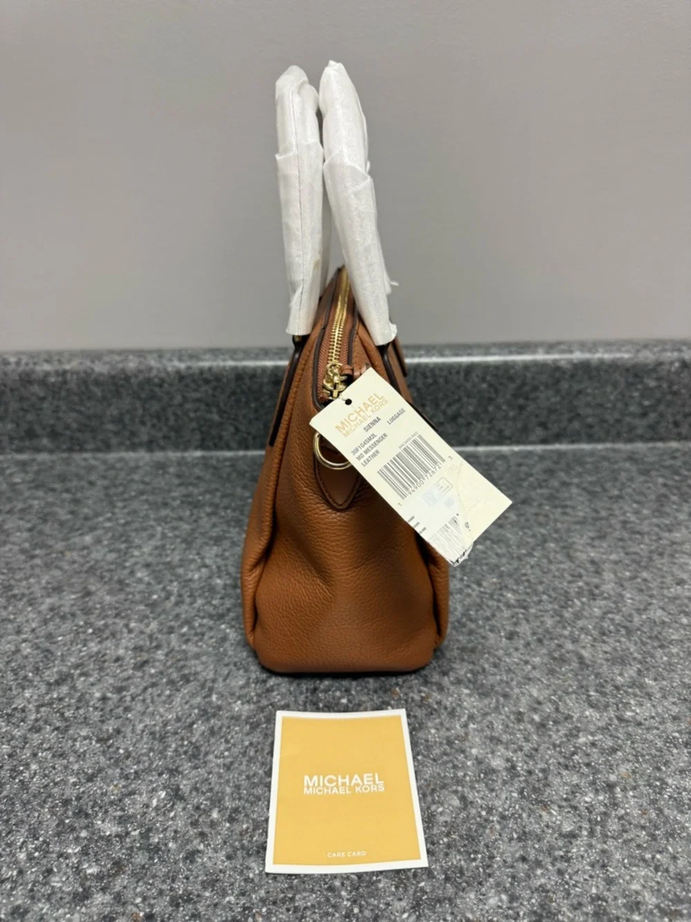 NWT Michael Kors Small Sienna Brown Leather Satchel TopHandle/Crossbody Bag $328 - Picture 5 of 16